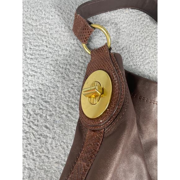 COACH F16535 PENELOPE BROWN LEATHER HOBO HANDBAG, EMBOSSED TRIM Gold Hardware - Picture 7 of 10